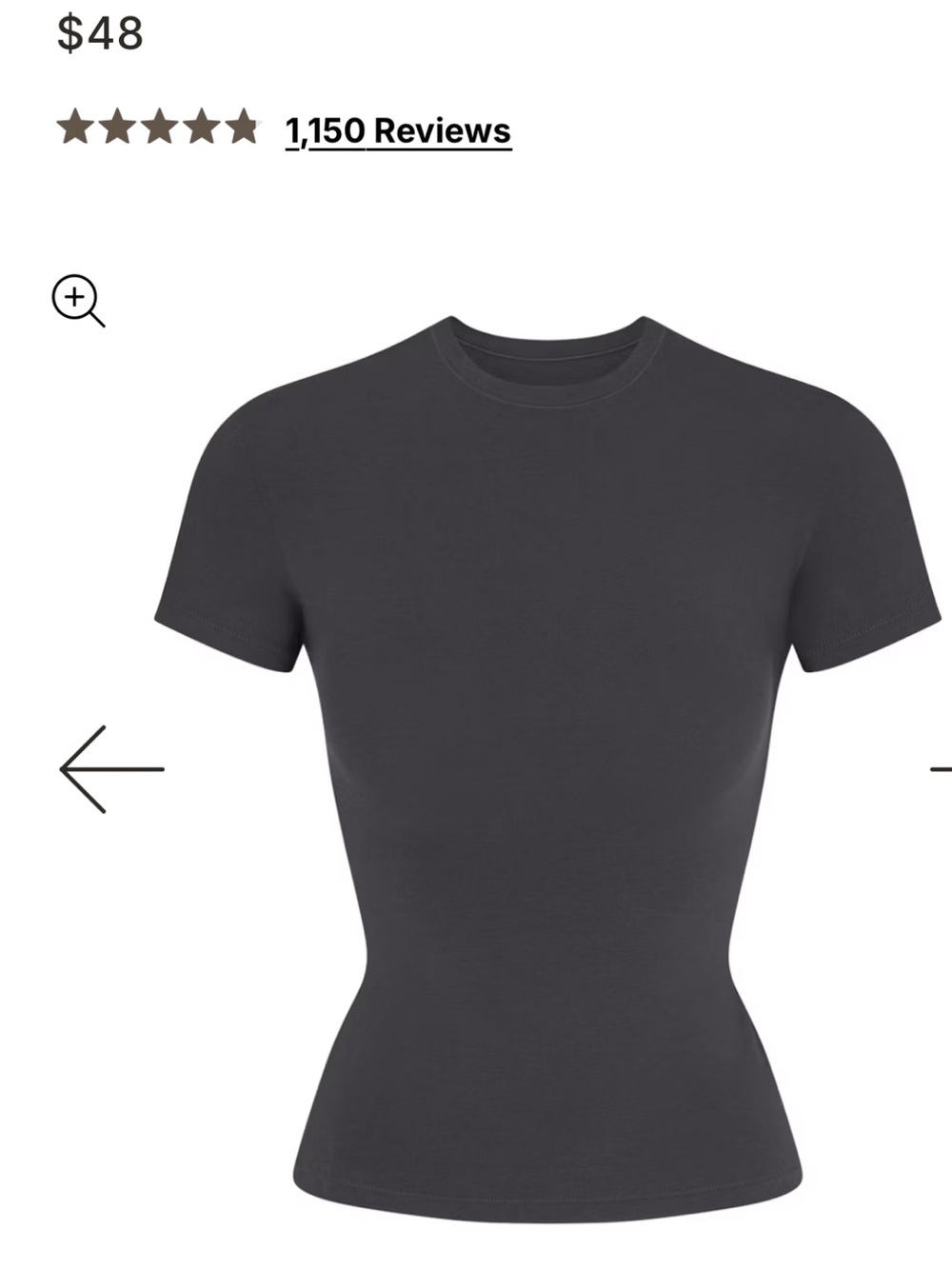 SKIMS Cotton Jersey T-Shirt in Soot, Size L